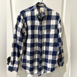Preswick & Moore Flannel Blue and White Button Down Front Shirt Sz S
